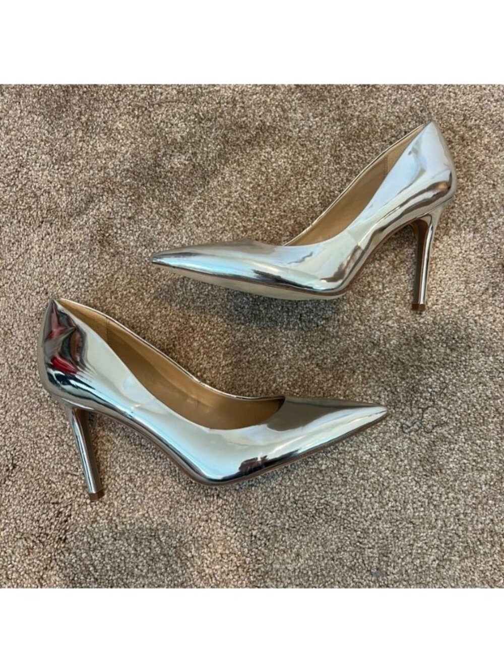 Sam Edelman Metallic SIlver Pointed Toe Heel Pumps Size 6.5